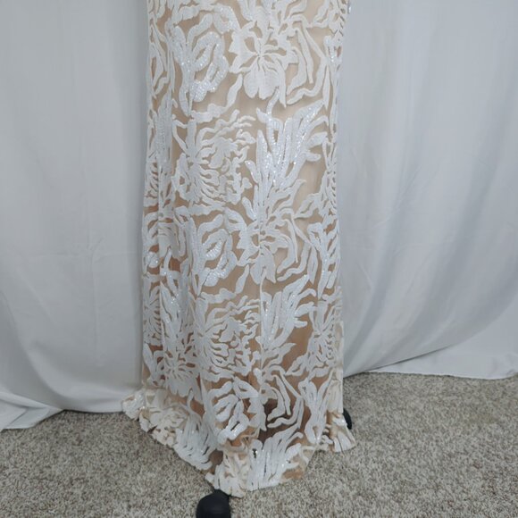 Dress the Population Lace Dress Medium White Maxi Sequin - Picture 5 of 11